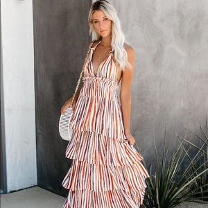 Vici Collection “Chiara” Tiered Halter Maxi Dress